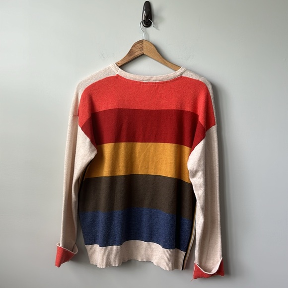 Skies Are Blue color block wool blend lightweight sweater M - Picture 7 of 8